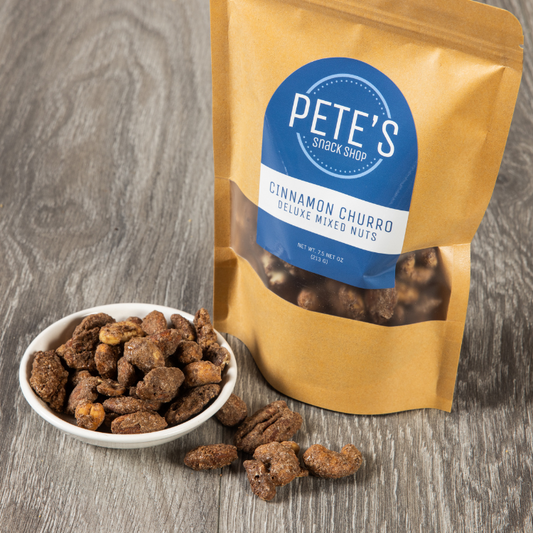 Cinnamon Churro Mixed Nuts - Bag and Bowl - Pete's Snack Shop