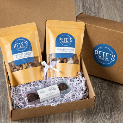 Snack and Scoop Box - Open Box - Mixed Nuts - Trail Mix Truffles - Pete's Snack Shop