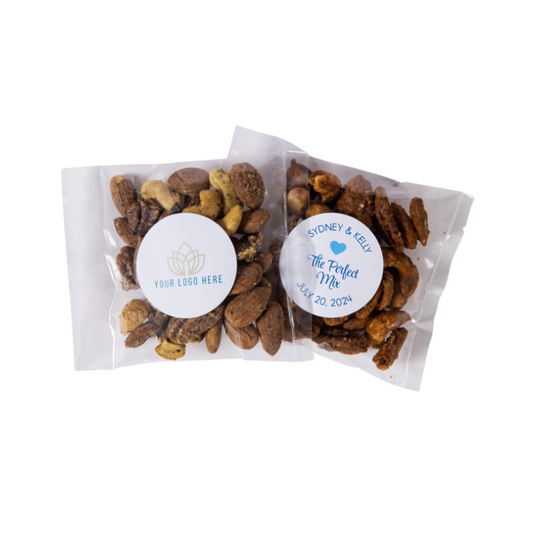 Custom Mixed Nut Party Favors - Two Versions - Corporate Wedding Birthday Special Event Occasion - Pete's Snack Shop